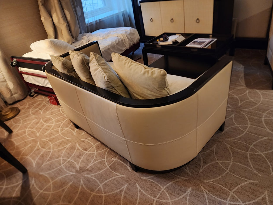 Round Leather Back Loveseat