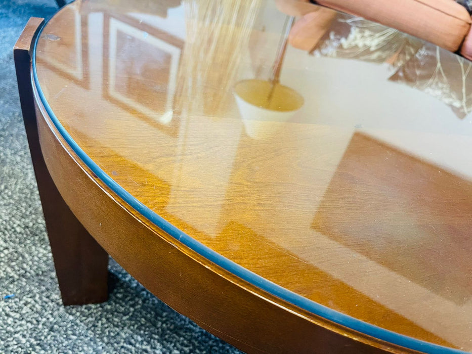 Round Coffee Table with Glass Top