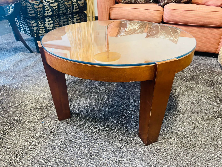 Round Coffee Table with Glass Top