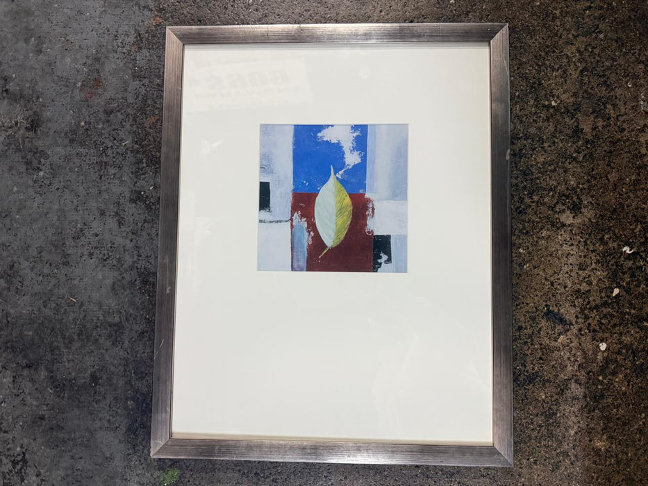 Single Leaf Abstract Art With Silver Frame