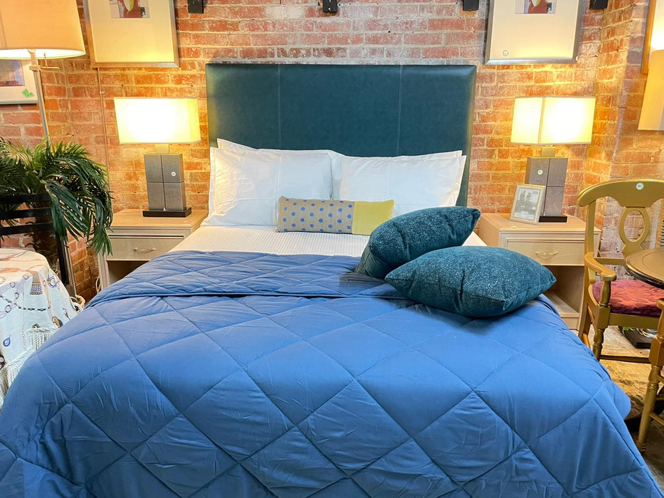 Blue Leather Look Headboard in King Size Only