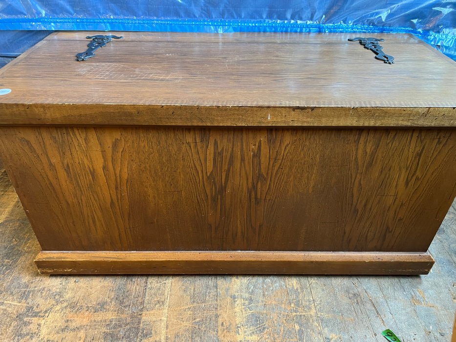 Wood storage bench with hardware