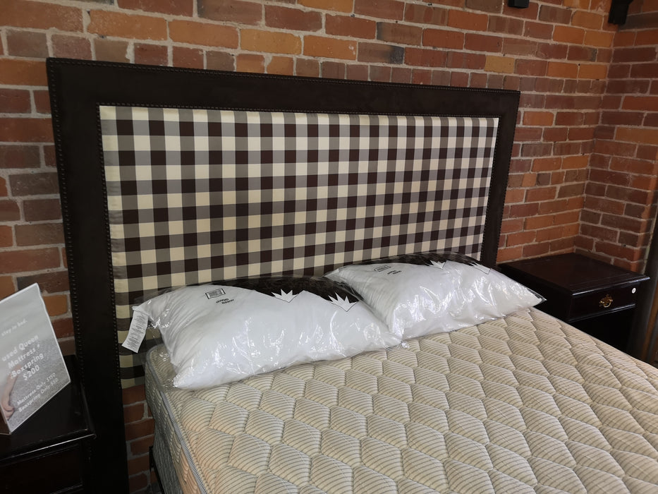 Queen/California King Checkered Upholstered Headboard