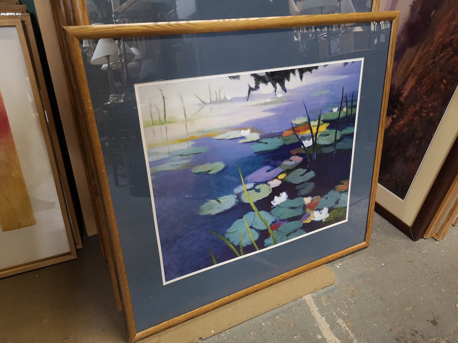 Large Wood Frame Lily Pad Art