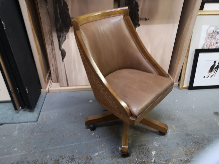 Wood Desk Chair with upholstered seat and back
