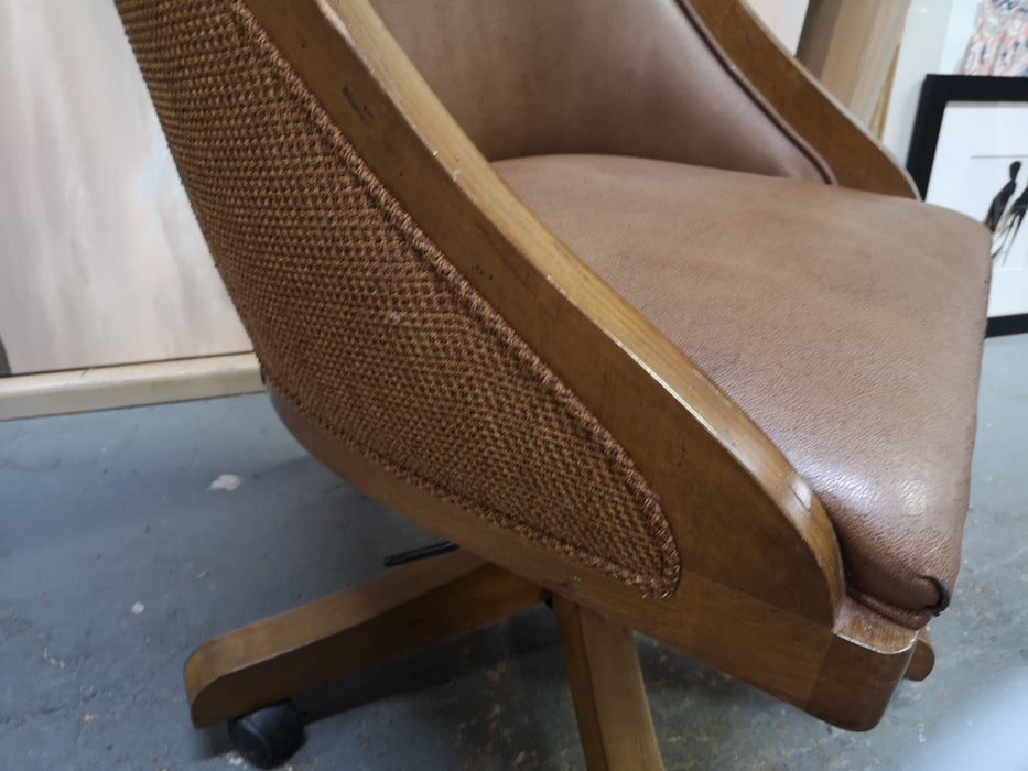 Wood Desk Chair with upholstered seat and back