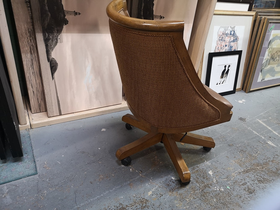 Wood Desk Chair with upholstered seat and back