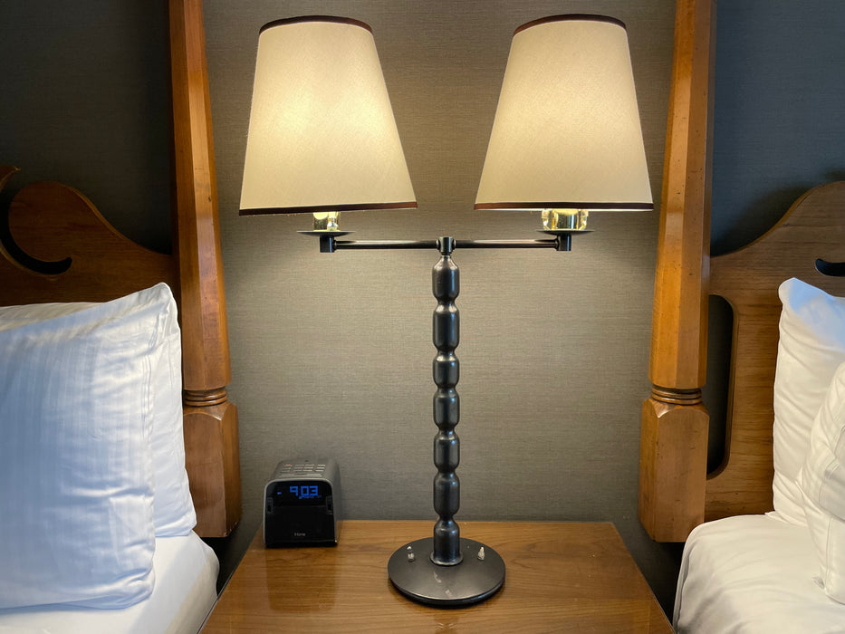 Dark grey metal table lamp