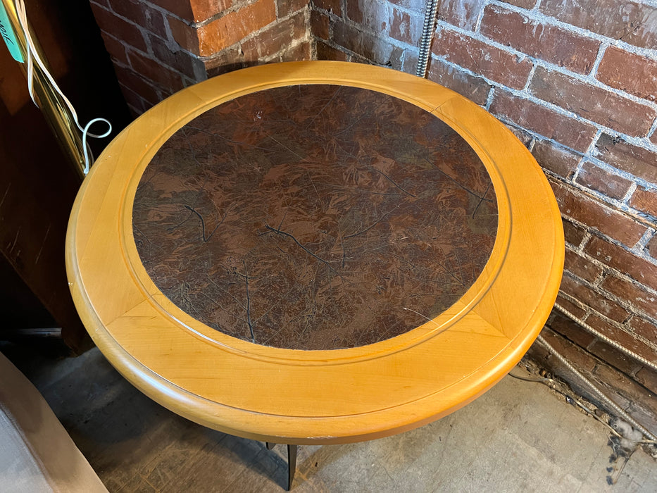 Round Table with Bronze leaf inlay