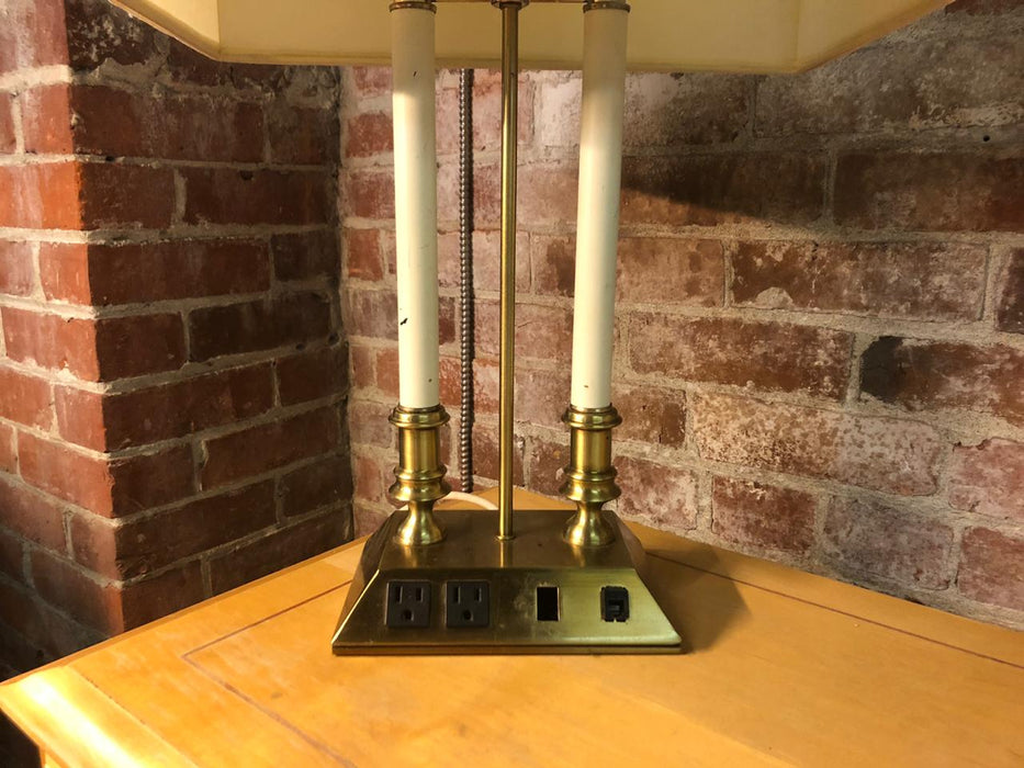 Gold With White Double Post Table Lamp