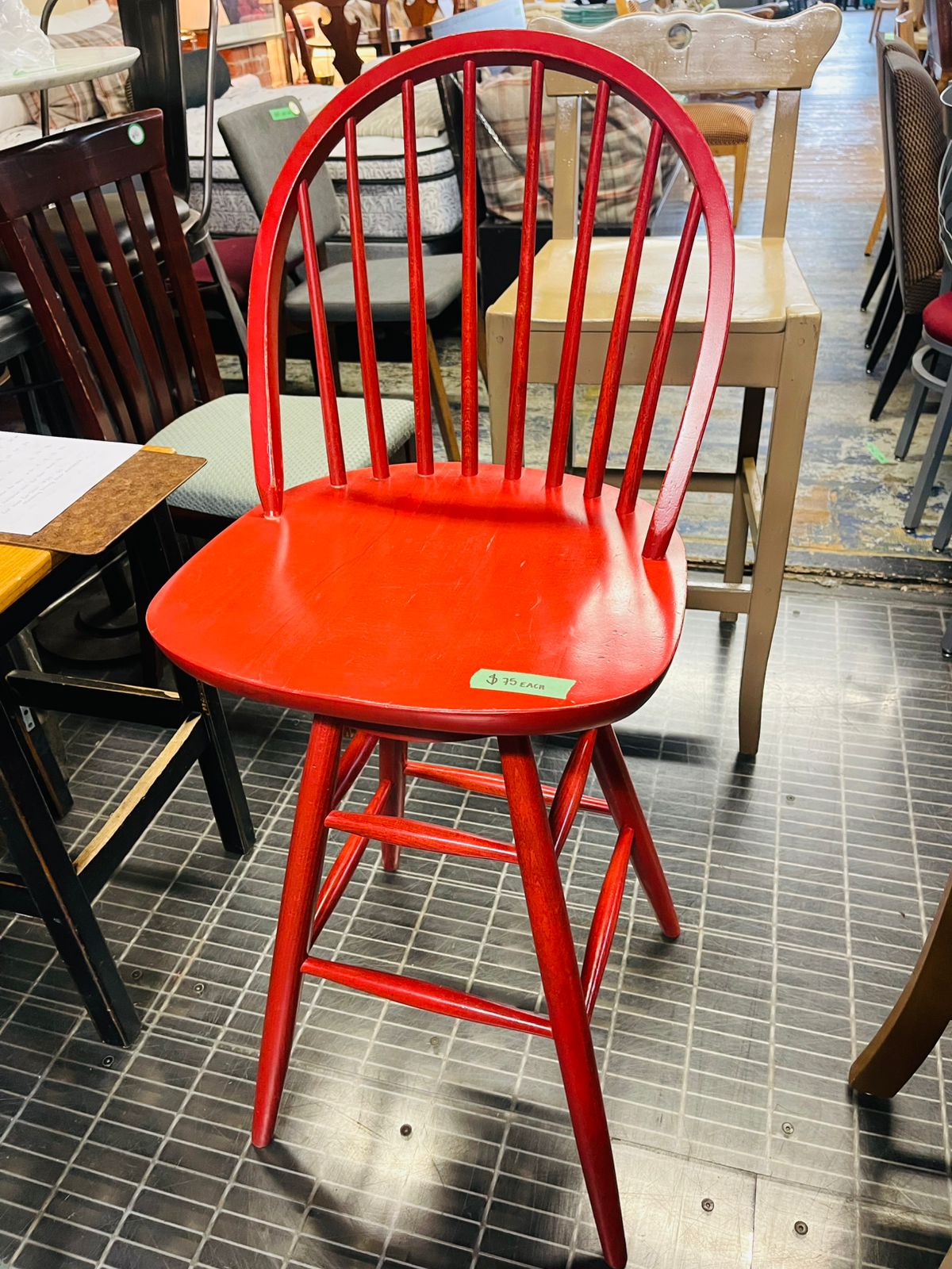 Red wood bar stool I Anizco Furniture