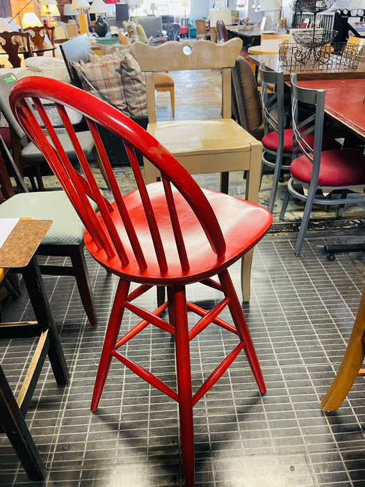 Red wood bar stool