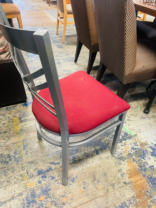 Metal Dining Chair with red upholstery