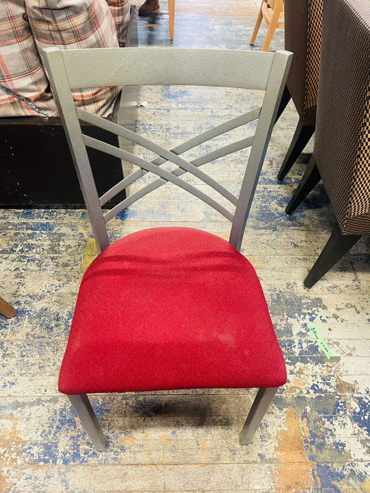 Metal Dining Chair with red upholstery