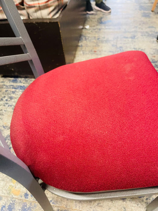 Metal Dining Chair with red upholstery