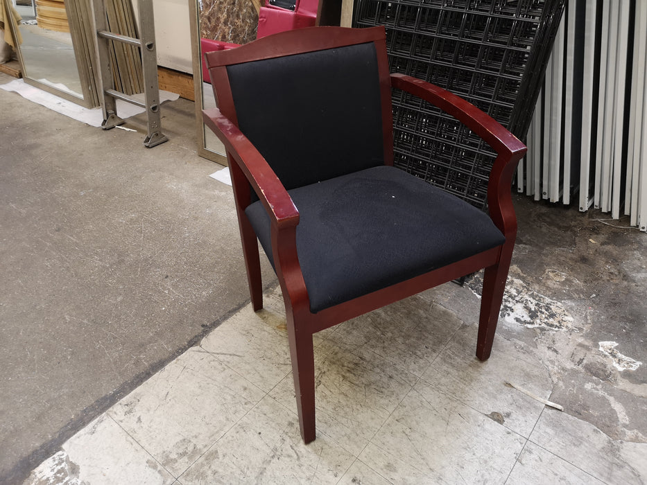 Cherry Color Arm Chair with Black Upholstery