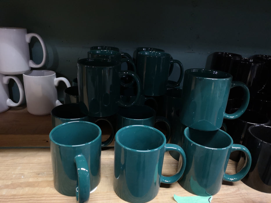 White, Black, & Green Coffee Mugs For Sale