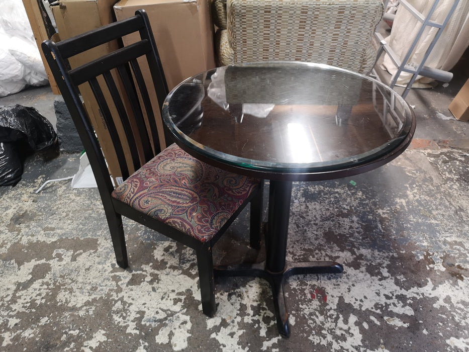 Round Dining Table with Glass Top and NEW black table base