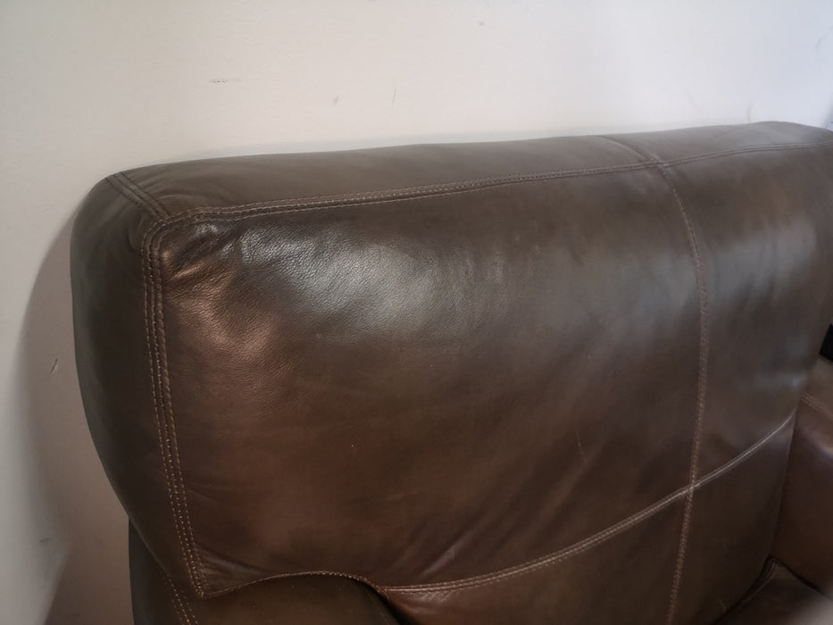 Brown Leather Lexington Nautica Home Chair and Ottoman