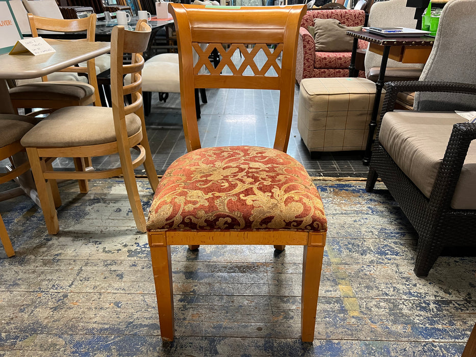Light Wood chair with red print