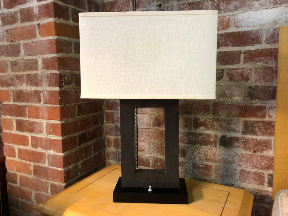 Grey Square Cutout Table Lamp