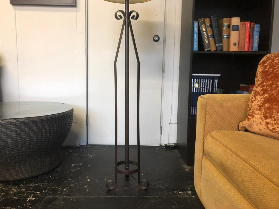Brown Metal Tripost Floor Lamp