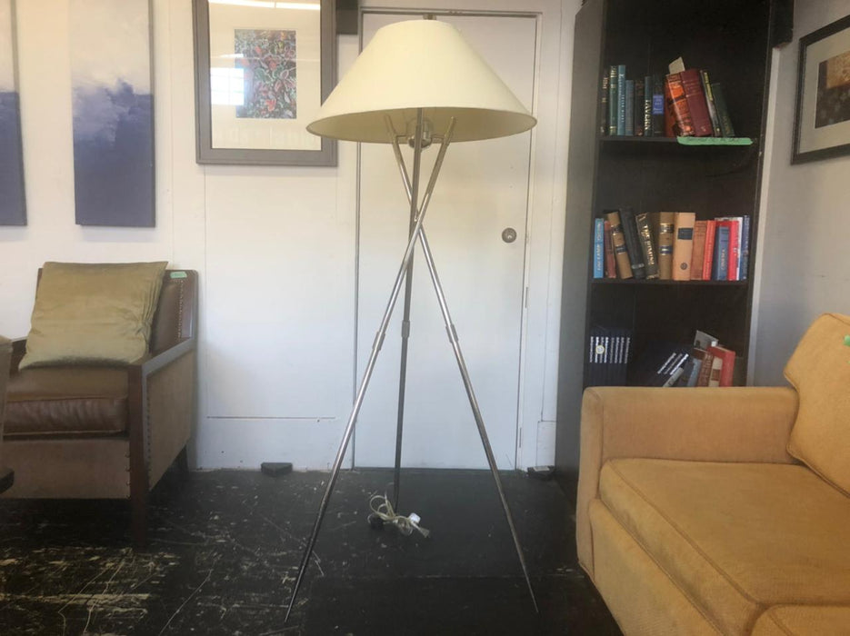 Chrome Tripod Floor Lamp with New Lamp Shade