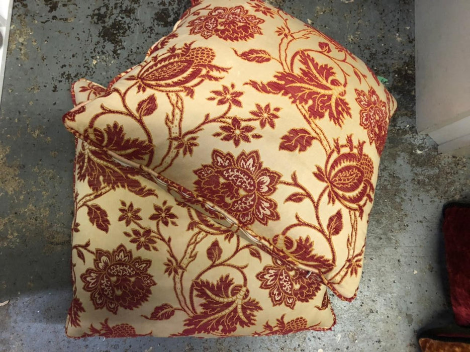 Decorative Pillow with Red Flower Pattern